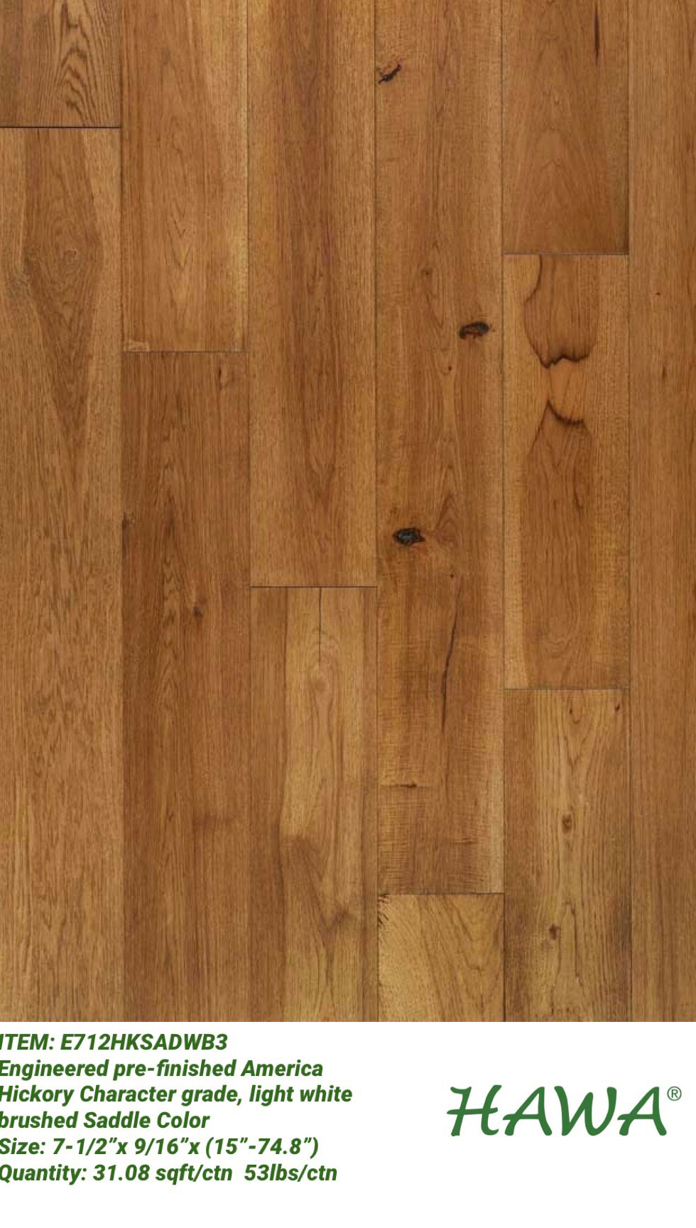American Hickory Engineered Wire Brushed Flooring
